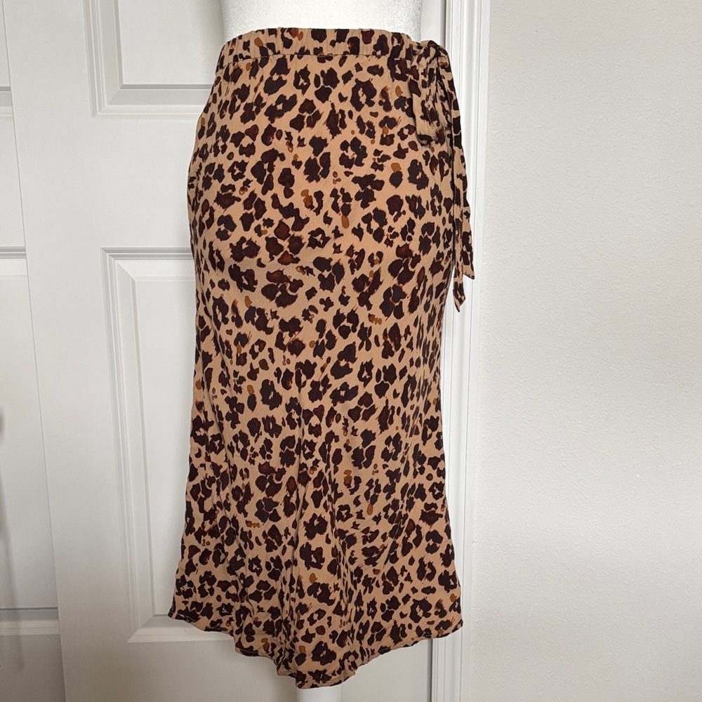 GAP SP Leopard Print Midi Skirt - Brown and Black adjustable bow cheetah y2k